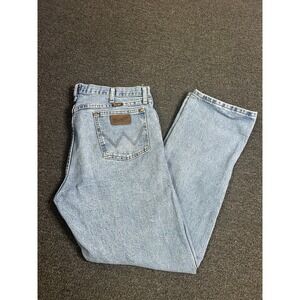 Wrangler Regular Fit Cowboy Cut Blue Jeans Mens 38x32 Outdoor Western 47MWZSW